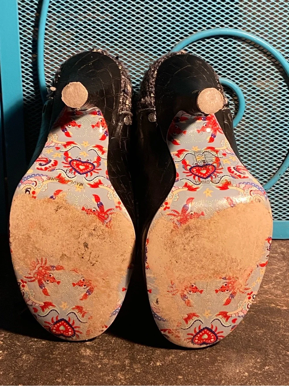 Irregular Choice BEES KNEES black/white tweed/leather booties,EUC,damaged box 8